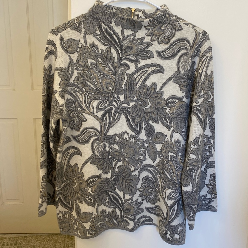 Chico's Gray Floral Sweater
